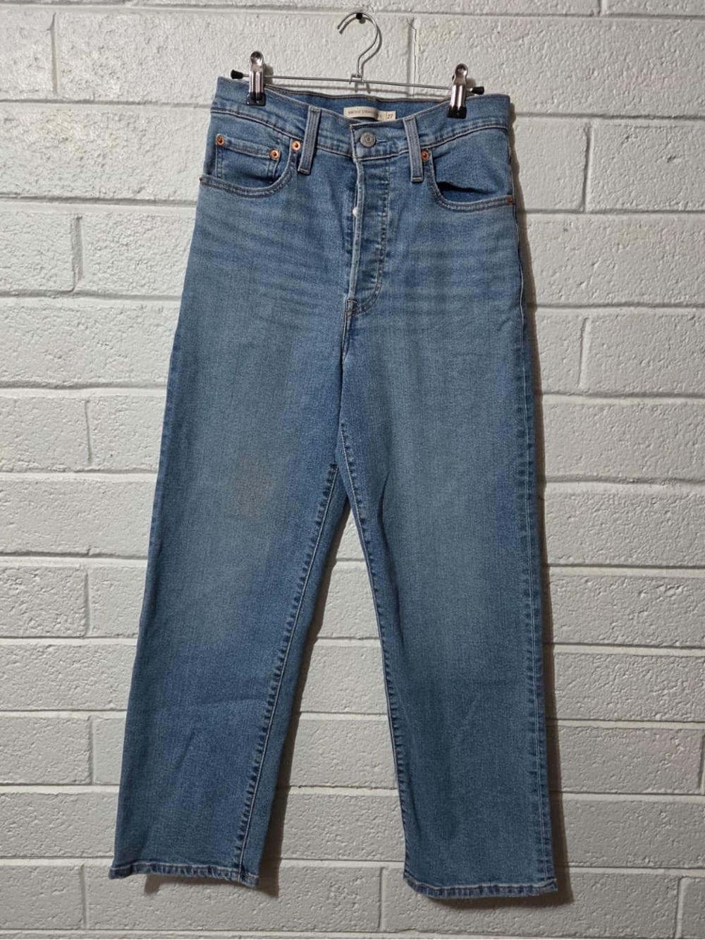 Levi’s Ribcage Straight Ankle Crop Straight-Leg Stretchy Denim Jeans 27 x 27 EUC